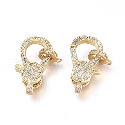 Brass Micro Pave Clear Cubic Zirconia Lobster Claw Clasp&nbsp;ZIRC-L076-064G