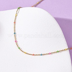 304 Stainless Steel Colorful Enamel Ball Chain Necklaces for Women&nbsp;NJEW-K255-44G
