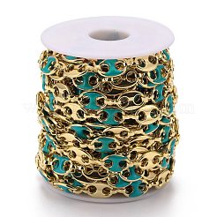 Golden Plated Alloy Enameled Coffee Bean Links Chains&nbsp;LCHA-H004-02G-E