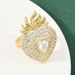 Brass Micro Pave Clear Cubic Zirconia Cuff Rings&nbsp;RJEW-P155-04B-G