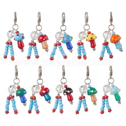 Mushroom Handmade Lampwork & Glass Pendant Decoration&nbsp;HJEW-JM03820