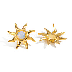 304 Stainless Steel Natural Gemstone Stud Earrings for Women&nbsp;VU7924