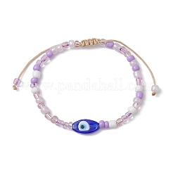 Evil Eye Lampwork & Glass Seed Braided Bead Bracelet&nbsp;BJEW-JB09706