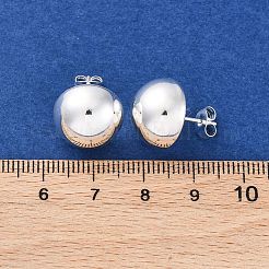 Half Round 304 Stainless Steel Stud Earrings&nbsp;EJEW-A125-80C-S