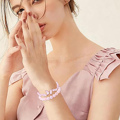 1Pc Natural Rose Quartz Round Bead Stretch Bracelets&nbsp;BJEW-PA0001-13