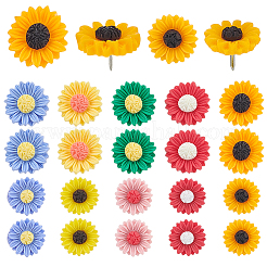 30Pcs 10 Styles Resin Flower Drawing Pins&nbsp;AJEW-BM0001-07