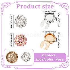 4Pcs 2 Colors Alloy Rhinestone Cufflinks&nbsp;DIY-NB0013-80A