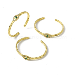 Green Cubic Zirconia Horse Eye Open Cuff Bangle&nbsp;BJEW-I307-02G