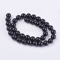 Natural Black Onyx Beads Strands&nbsp;X-G-H1567-10MM
