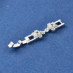 Brass Micro Pave Clear Cubic Zirconia Fold Over Clasps&nbsp;KK-R222-06S