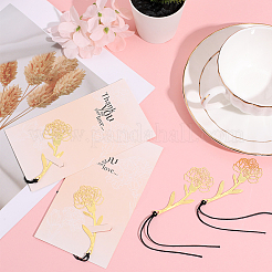 Brass Flower Bookmarks with Tassel&nbsp;OFST-WH0005-01
