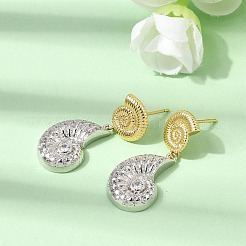 Brass Micro Pave Cubic Zirconia Stud Dangle Earrings&nbsp;EJEW-G471-11GP-01