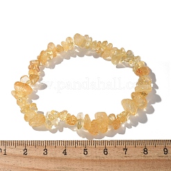Chips Natural Citrine Beaded Stretch Bracelets&nbsp;X-BJEW-JB01826-08