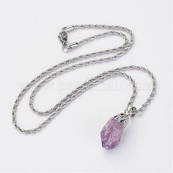 Natural Amethyst Pendant Necklaces&nbsp;NJEW-JN01879-01