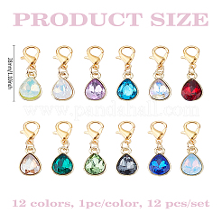 12Pcs Alloy Glass Pendant Decorations&nbsp;HJEW-LP00029