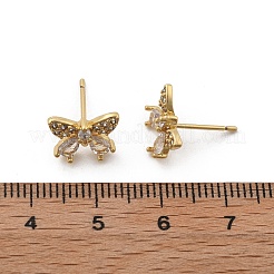 Brass Micro Pave Clear Cubic Zirconia Stud Earrings&nbsp;EJEW-R016-02G