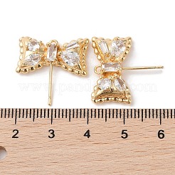 Brass with Clear Cubic Zirconia Stud Earring Findings&nbsp;KK-G491-56G