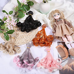 5Pcs 5 Styles High Temperature Fiber Long Pear Perm Hairstyle Doll Wig Hair&nbsp;DIY-GL0005-63C