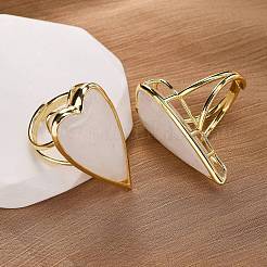 Heart Natural Gemstone Finger Rings&nbsp;RJEW-M076-03G