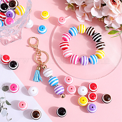 45Pcs 9 Colors Stripe Resin Beads&nbsp;RESI-SC0003-52