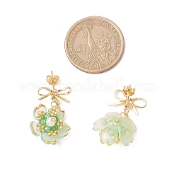 Flower Handmade Glass Seed Beads Dangle Stud Earrings&nbsp;EJEW-MZ00471-03