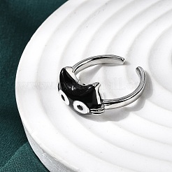 Brass Enamel Cuff Rings for Women&nbsp;RJEW-L336-03P