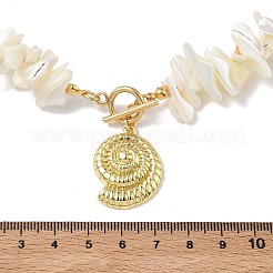 Summer Beach Brass Shell Shaped Pendant Natural Trochid Shell Chip Beaded Necklaces for Women&nbsp;NJEW-JN06107