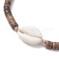 Summer Beach Natural Shell and Coconut Heishi Beaded Adjustable Anklets for Women&nbsp;AJEW-AN00648