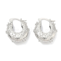 Brass Micro Pave Clear Cubic Zirconia Hoop Earrings&nbsp;EJEW-C181-07P