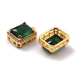 Rack Plating Brass Micro Pave Green Cubic Zirconia Charms&nbsp;KK-D070-07G