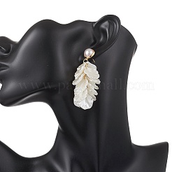 Petaline Brass ABS Plastic Imitation Pearl Dangle Stud Earrings&nbsp;EJEW-TA00777