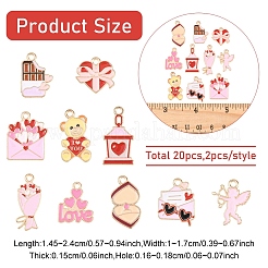 20Pcs 10 Styles Valentine's Day Alloy Enamel Pendants&nbsp;ENAM-YW0008-67