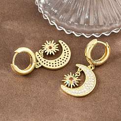 Brass Micro Pave Cubic Zirconia Hoop Dangle Earrings&nbsp;KK-CBA8324-05A-G