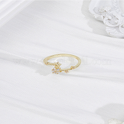 1Pc Alloy Micro Pave Clear Cubic Zirconia Finger Rings for Women&nbsp;RJEW-LP0002-16G