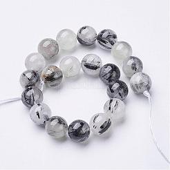 Natural Black Rutilated Quartz Beads Strands&nbsp;G-D295-10mm