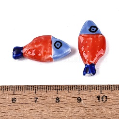 Hand Painted Fish Shaped Porcelain Beads&nbsp;PORC-N013-06G