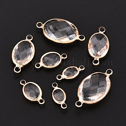 Brass with Glass Links/Connector Charms&nbsp;GLAA-T027-10