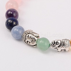 Stretch Buddhist Jewelry Multi-Color Gemstone Chakra Bracelets&nbsp;BJEW-JB01690-04