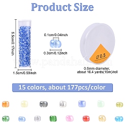 120G 15 Colors DIY Round Glass Seed Beads Bracelets Making Kits&nbsp;SEED-YW0003-14