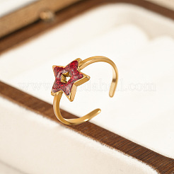 304 Stainless Steel Enamel Cuff Open Rings for Women&nbsp;WGFF25C-01