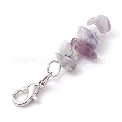 Natural Howlite & Amethyst & Purple Turquoise Chips Pendant Decoration&nbsp;HJEW-JM02304-03
