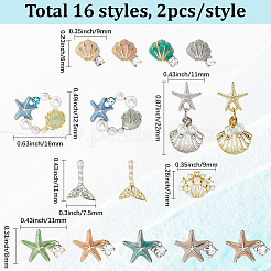 32Pcs 16 Styles Alloy Enamel Cabochons&nbsp;DIY-SC0032-66