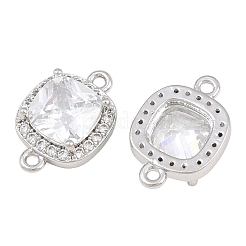 Brass Micro Pave Clear Cubic Zirconia Connector Charms&nbsp;CU-CBA7BFE-01A-P