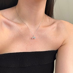 Rainbow 925 Sterling Silver Micro Pave Cubic Zirconia Pendant Necklaces for Women&nbsp;NJEW-F338-06P