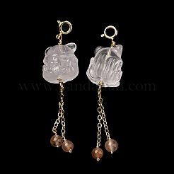 Natural Rose Quartz Nine Tail Fox Pendant Decorations&nbsp;G-R489-22G