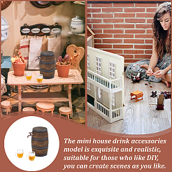 3Pcs 2 Styles Wooden Wine Barrel Miniature Ornaments&nbsp;AJEW-GA0008-25