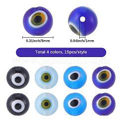 60Pcs 4 Colors Handmade Evil Eye Lampwork Round Beads&nbsp;LAMP-SC0001-81