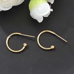 304 Stainless Steel C-shaped Hoop Circle Ball Stud Earrings&nbsp;X-STAS-K204-04G