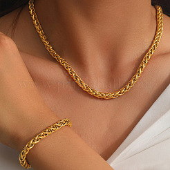 304 Stainless Steel Chain Bracelets & Necklaces Sets&nbsp;FS-WGEEBCF-01