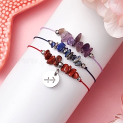 3Pcs Constellations Adjustable Nylon Cord Braided Bead Bracelets for Women Men&nbsp;BJEW-JB11325-10